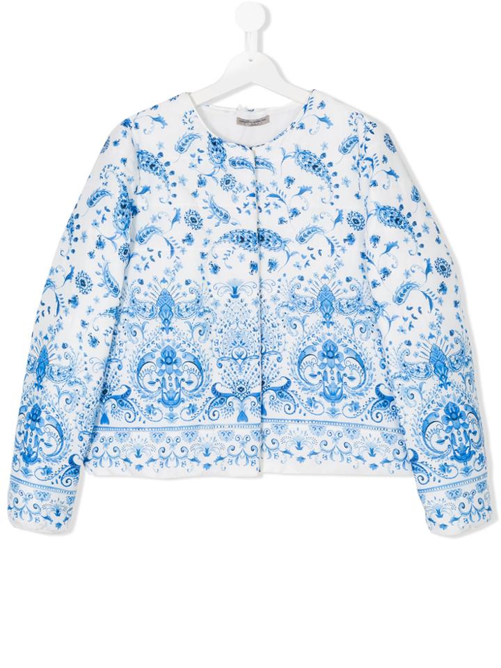 Ermanno Scervino Junior Floral Print Jacket - Blue