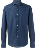 Fay Spread Collar Denim Shirt, Men's, Size: 40, Blue, Cotton