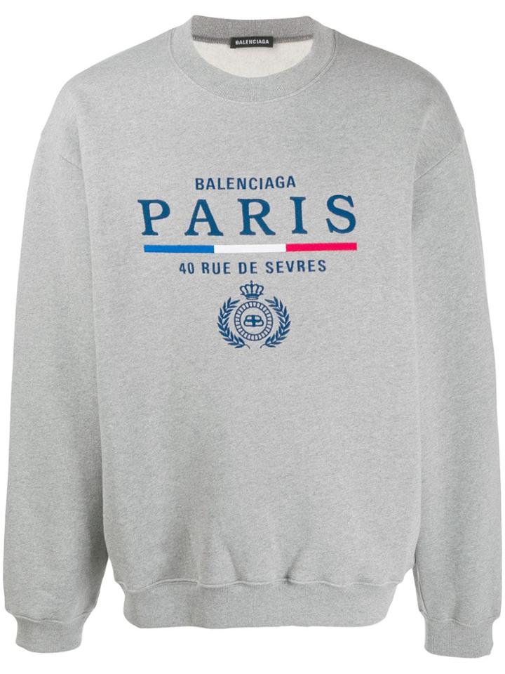 Balenciaga Embroidered Logo Sweatshirt - Grey