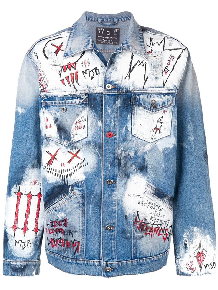 Mjb Oversized Painted Denim Jacket - Blue
