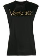 Versace Logo Sleeveless T-shirt - Black