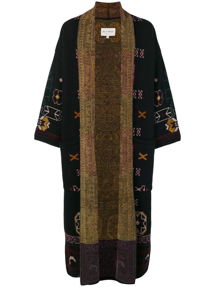 Etro Long Jacquard Knit Cardigan - Blue