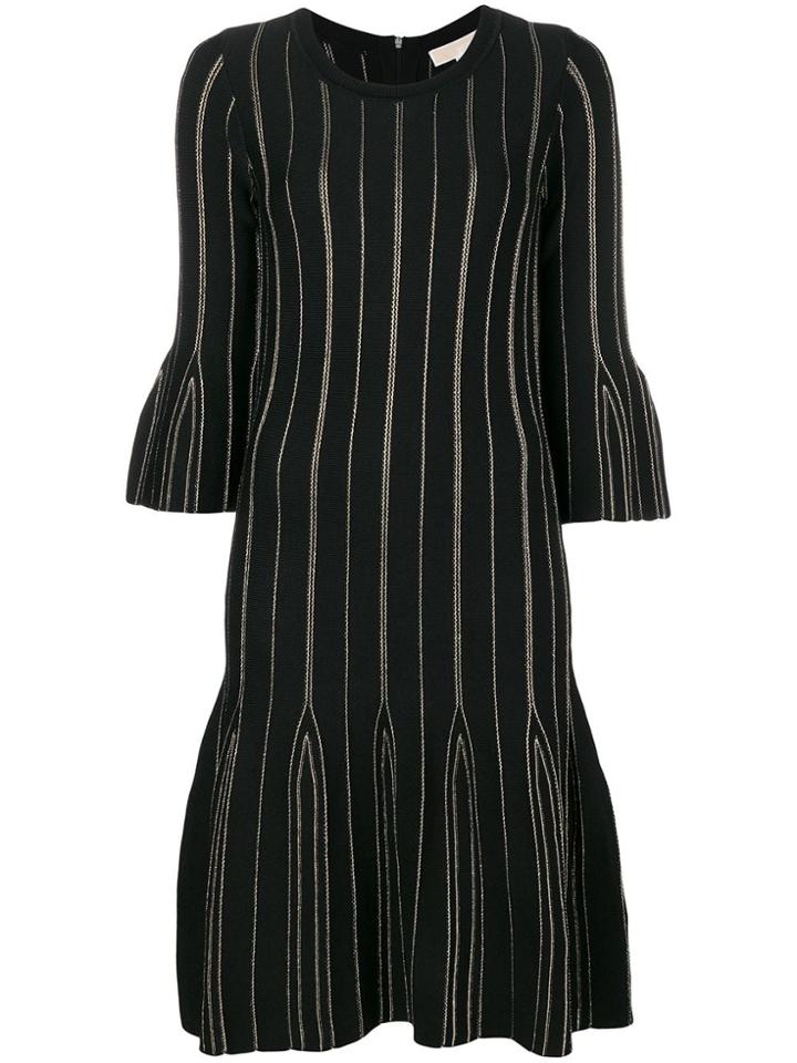 Michael Michael Kors Striped Flared Dress - Black