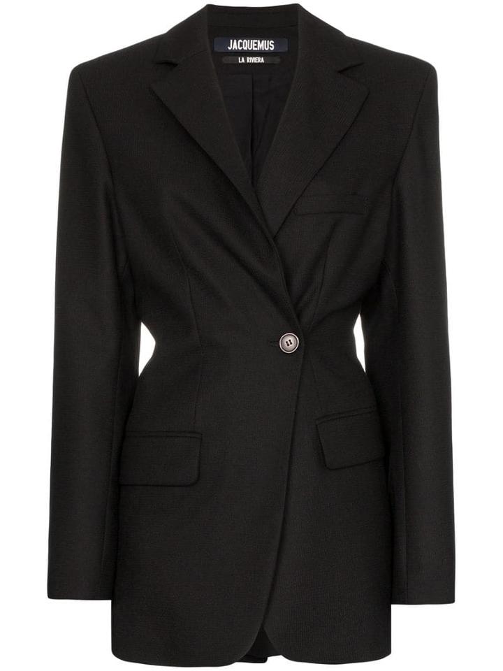 Jacquemus Gathered-back Single-breasted Wool Blazer - Black
