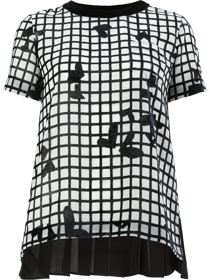 Sacai Patterned Gridded T-shirt - Black