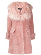Elisabetta Franchi Faux Fur Button Up Coat - Pink