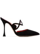 Manolo Blahnik Black Mochetomu 105 Suede Cutout Mules
