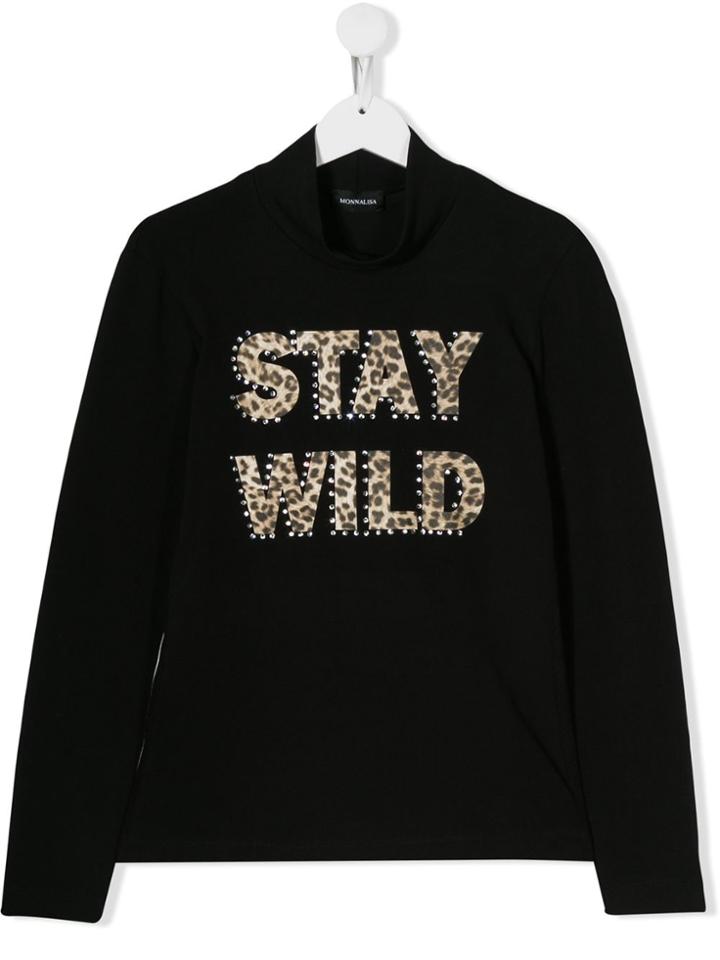 Monnalisa Teen Stay Wild Print T-shirt - Black
