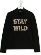 Monnalisa Teen Stay Wild Print T-shirt - Black