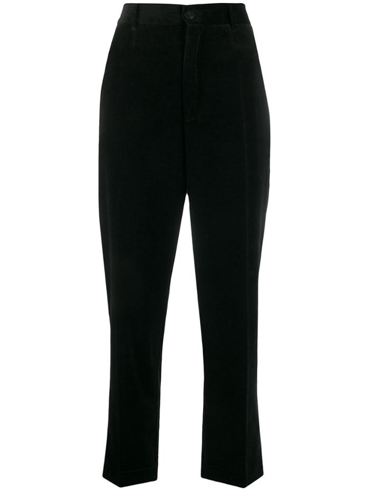 Forte Forte Velvet High-rise Straight Trousers - Black