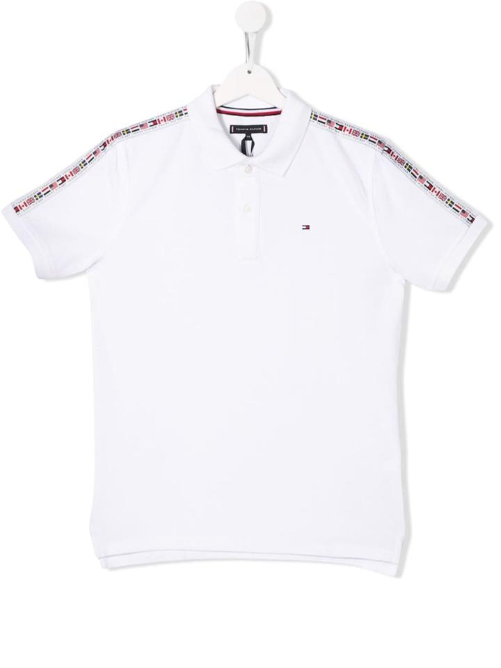 Tommy Hilfiger Junior Teen Flag Stripe Polo Shirt - White