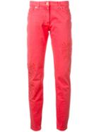 Blumarine - Slim Fit Trousers - Women - Cotton/spandex/elastane - 42, Women's, Pink/purple, Cotton/spandex/elastane