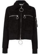 Off-white Aviator Bomber Jacket, Women's, Size: Large, Black, Viscose/leather