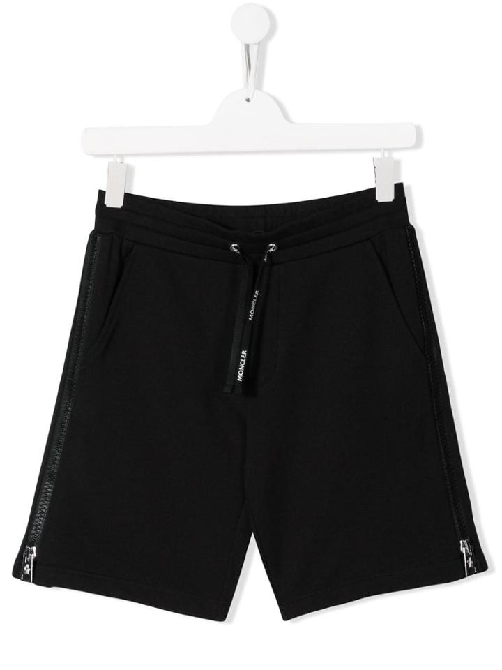 Moncler Kids Track Shorts With Side Zip Fastening - Black