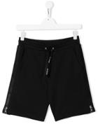 Moncler Kids Track Shorts With Side Zip Fastening - Black
