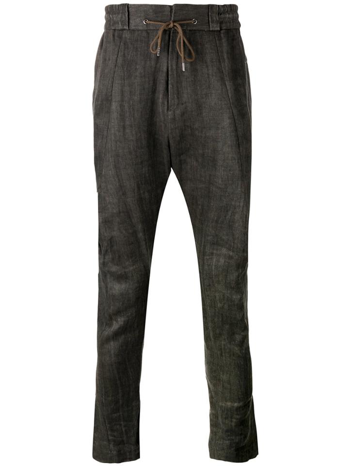 Devoa Drawstring Drop-crotch Trousers - Brown
