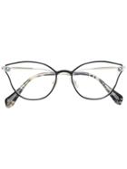 Miu Miu Eyewear Faux Pearl-embellished Cat-eye Glasses - Black