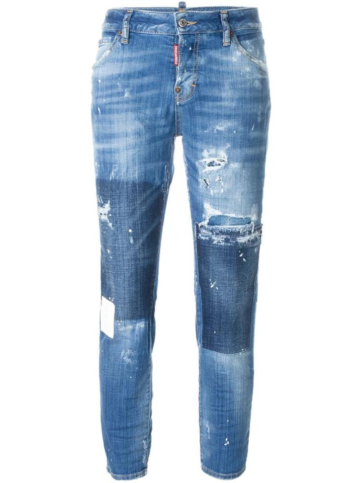 Dsquared2 Cool Girl Cropped Jeans, Size: 44, Blue, Cotton/spandex/elastane/polyester