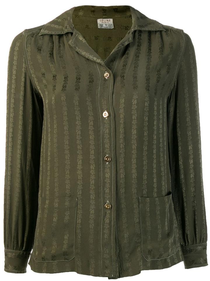 Céline Pre-owned 1970's Embroidered Stripes Shirt - Green