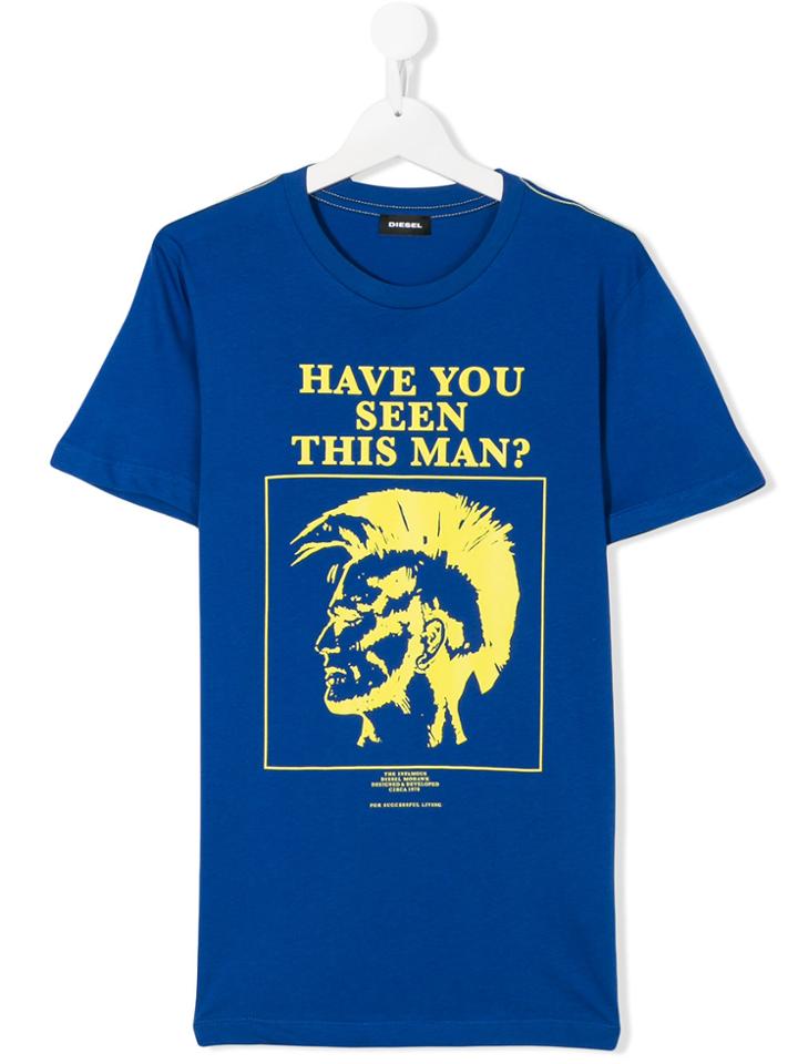 Diesel Kids Punk Print T-shirt - Blue