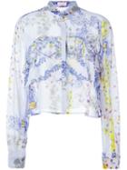 Giamba Floral Print Boxy Shirt, Women's, Size: 42, Pink/purple, Silk