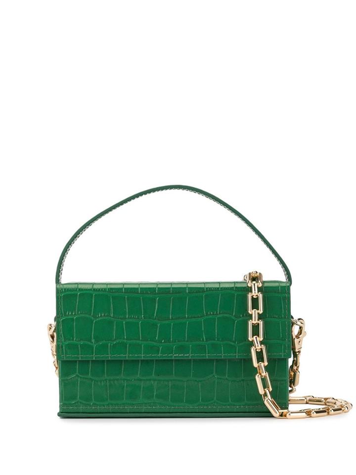 L'afshar Crocodile Effect Box-style Tote - Green