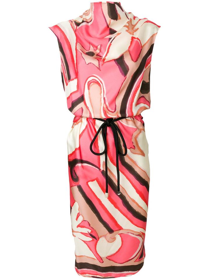 Marc Jacobs Printed Cowl Neck Dress - Pink