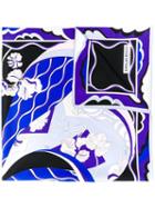Emilio Pucci Hanami Print Silk Scarf - Blue