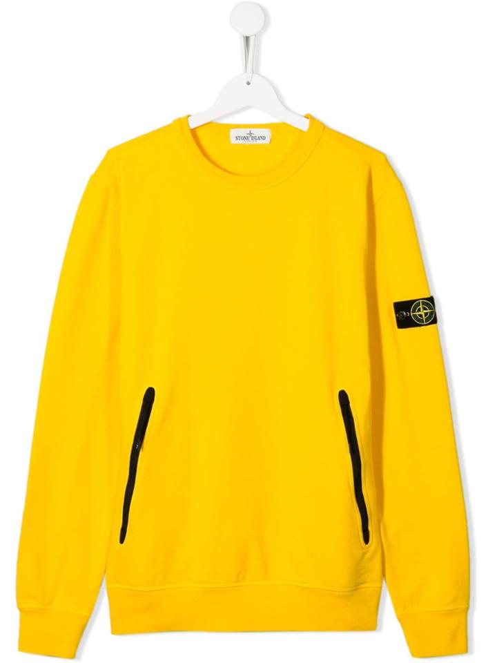 Stone Island Junior Teen Front-zip Pocket Sweatshirt - Yellow