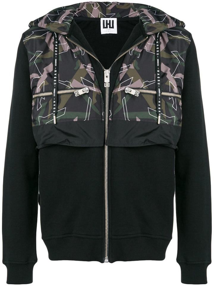 Les Hommes Urban Patterned Layered Jacket - Black