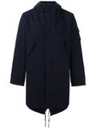 Universal Works Hooded Parka Coat, Men's, Size: Large, Blue, Cotton/polyamide/polyester/wool
