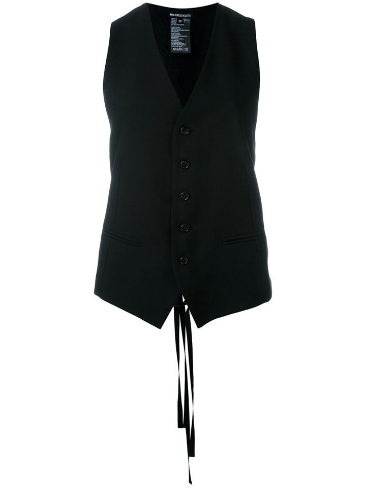 Ann Demeulemeester - Single-breasted Waistcoat - Women - Silk/cotton/viscose/virgin Wool - 36, Black, Silk/cotton/viscose/virgin Wool