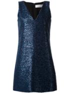 Victoria Victoria Beckham V-neck Mini Dress, Women's, Size: 8, Blue, Viscose/wool/spandex/elastane