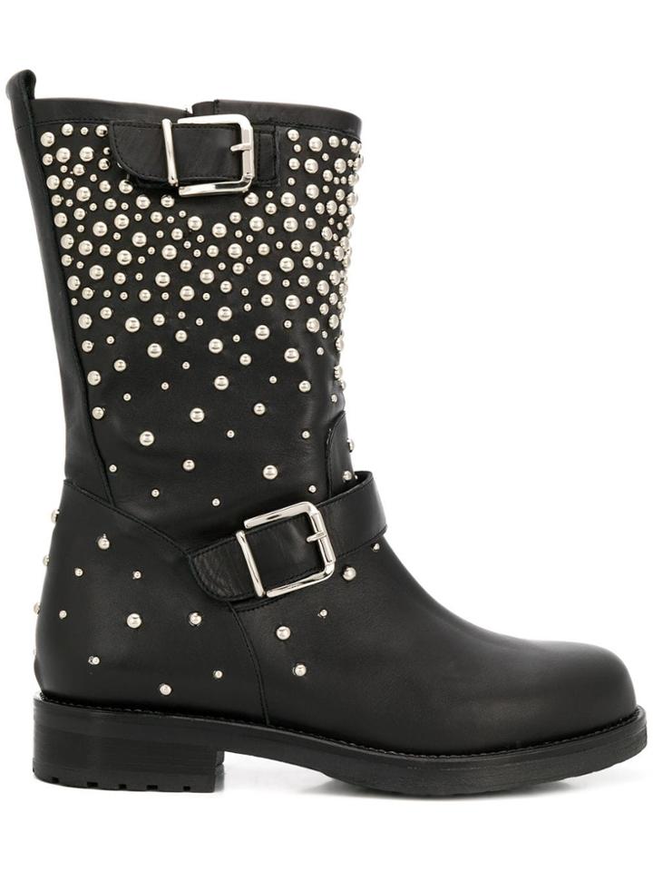 Albano Pearl Embellished Boots - Black