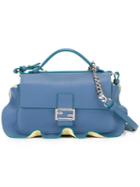 Fendi Micro 'double Baguette' Crossbody Bag, Women's, Blue, Calf Leather