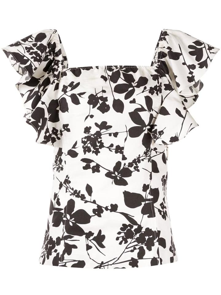 Bambah Floral Ruffle Top - White