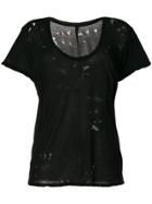 Unravel Project Distressed Scoop Neck T-shirt - Black