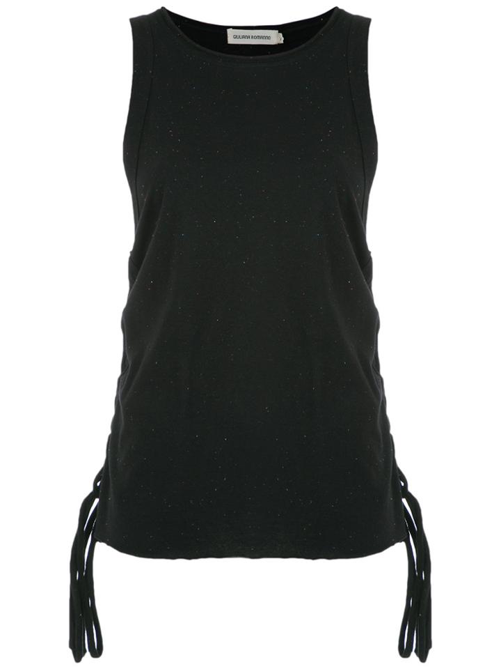 Giuliana Romanno Lace-up Detail Top - Black