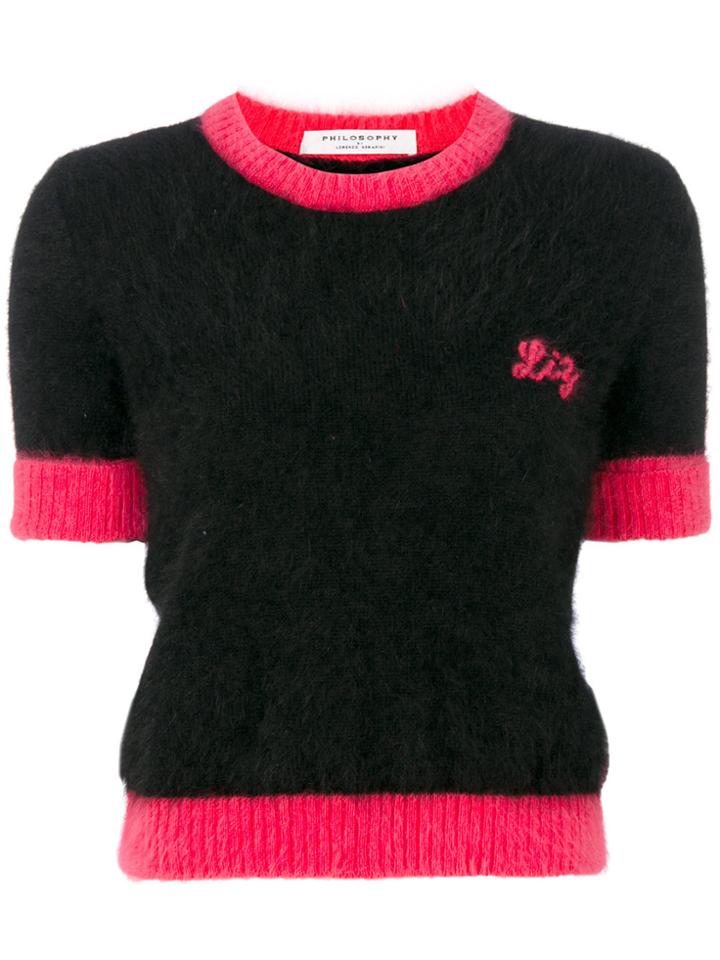 Philosophy Di Lorenzo Serafini Contrast Trimmed Top - Black