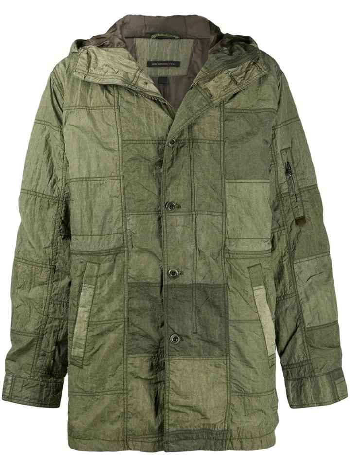 John Varvatos Panelled Parka Coat - Green