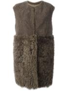 Blancha Shearling Panelled Coat, Women's, Size: 42, Green, Sheep Skin/shearling