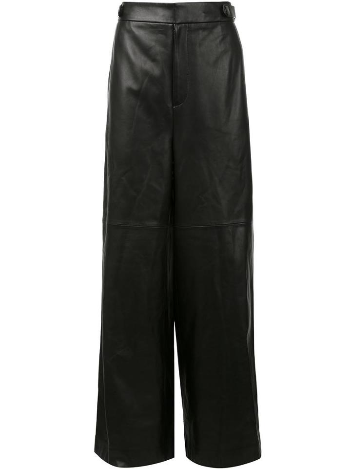 Juun.j Wide Leg Leather Trousers, Men's, Size: 48, Black, Lamb Skin