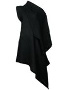 Yohji Yamamoto - Left Off-shoulder Dress - Women - Linen/flax - 2, Black, Linen/flax