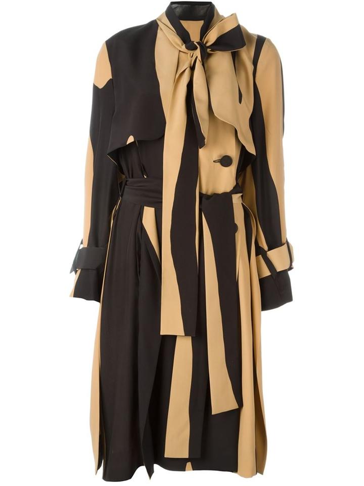 Petar Petrov Striped Pussy Bow Trench Coat