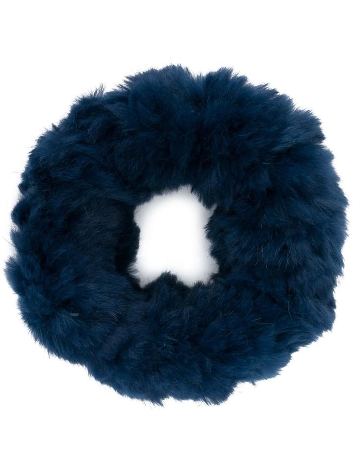 Yves Salomon Sheared Collar Scarf - Blue