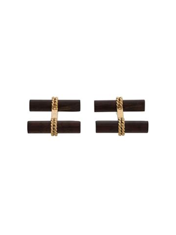 Van Cleef & Arpels Vintage Ebony 18 Carats Cufflinks - Wood/gold