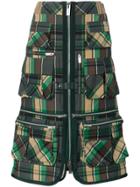 Sacai Checked Zip-up Front Pockets Patch Skirt - Green