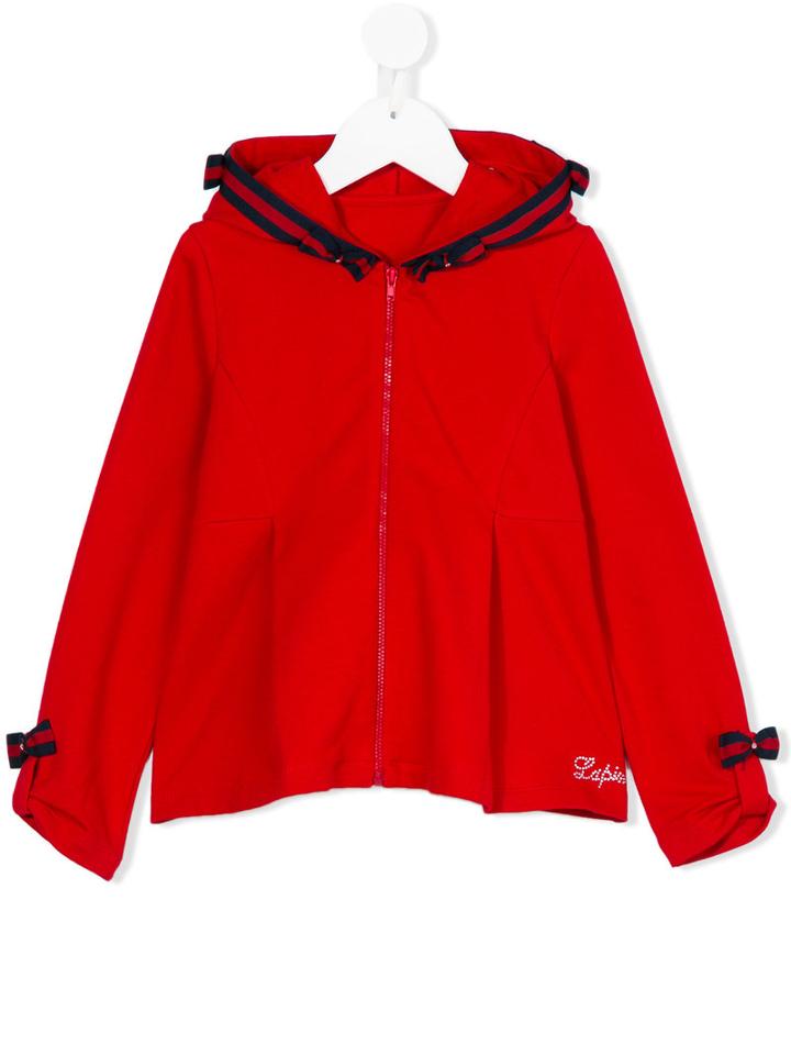 Lapin House - Bow Detail Zip Hoodie - Kids - Cotton/spandex/elastane - 3 Yrs, Red