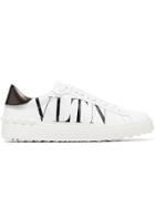 Valentino White And Black Vltn Leather Open Sneakers