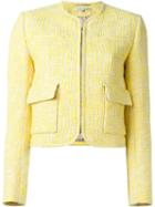 Carven - Patch Pocket Tweed Jacket - Women - Cotton/polyester/spandex/elastane/viscose - 42, Yellow/orange, Cotton/polyester/spandex/elastane/viscose